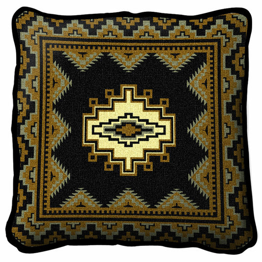 Southwest Sampler Black and Gold Pillow Cover