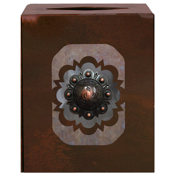Round Copper Concho Square Tissue Box Cover