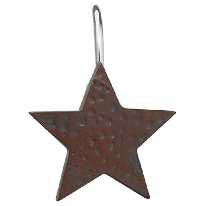 Red Resin Star Shower Curtain Hooks - Set of 12