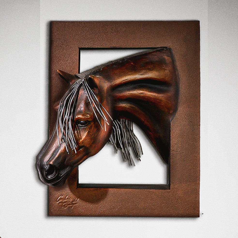 Gentle Copper Left Facing Horse Wall Sculpture