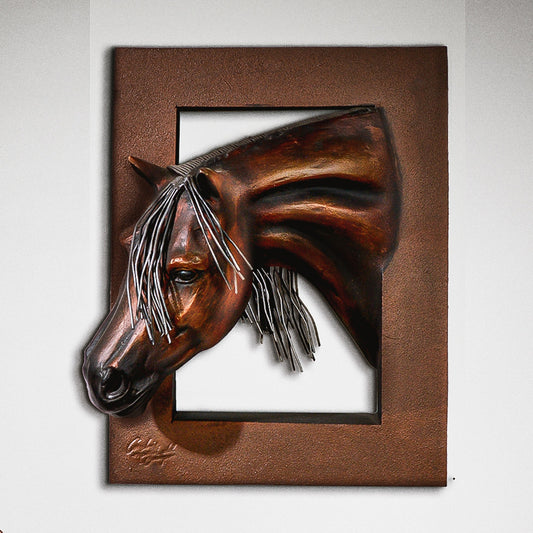 Gentle Copper Left Facing Horse Wall Sculpture