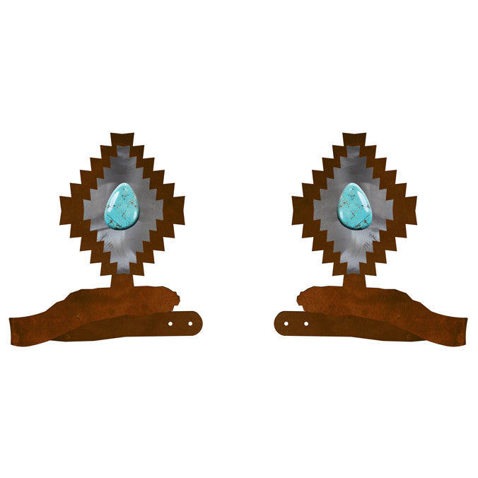 Desert Diamond with Turquoise Stone Tie Backs - Set of 2