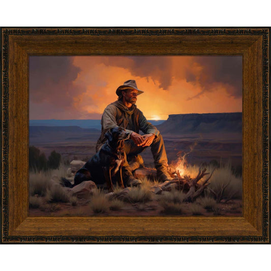 Twilight Cowboy Campfire Wall Art