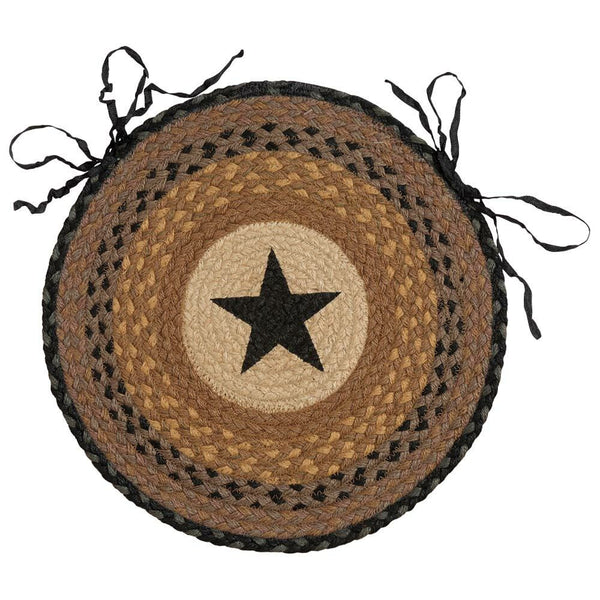 Black Star Braided Jute Chair Pad - Set of 2