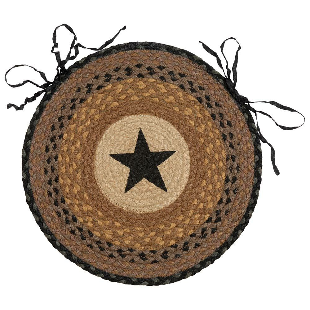 Black Star Braided Jute Chair Pad - Set of 2