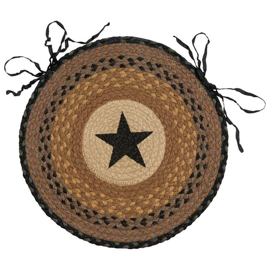 Black Star Braided Jute Chair Pad - Set of 2