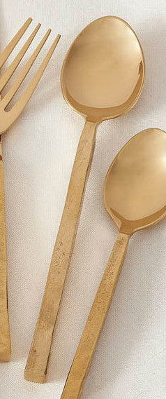 Square Handled Golden Spoons - Set of 4