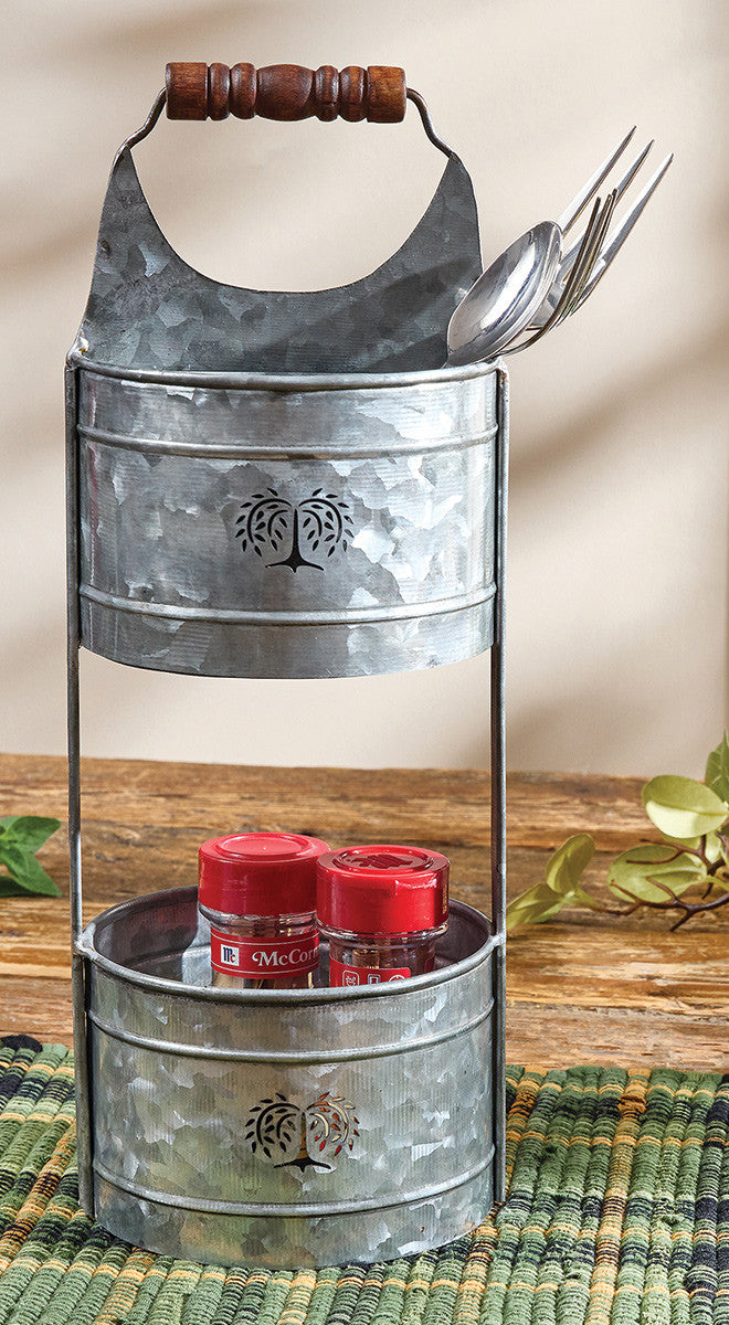 Galvanized Prairie 2 Tier Caddy