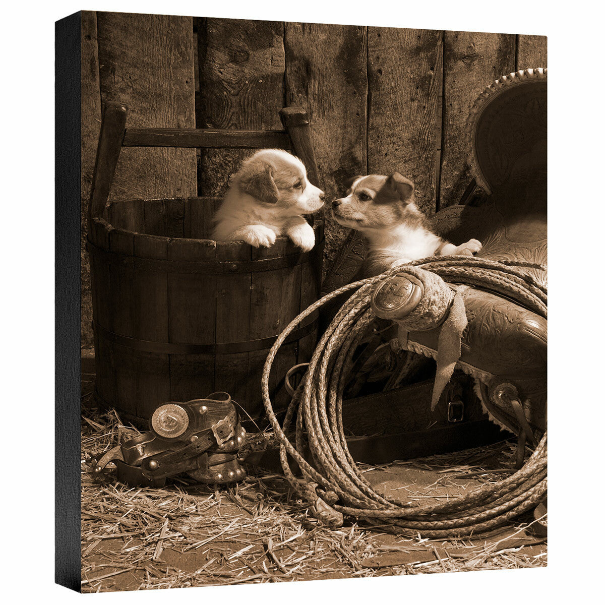 How Bout a Kiss Sepia Gallery Wrapped Canvas