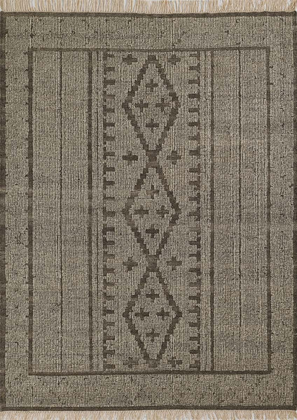 Southwest Charm Tan Fringed Rug - 8 x 10
