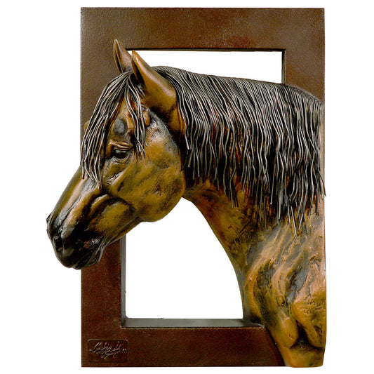 Golden Left Facing Horse Wall Sculpture