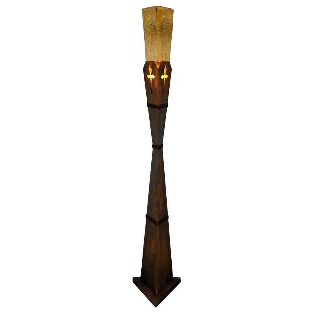 Cross Floor Accent Lamp with Crackled Amber Glass - Large