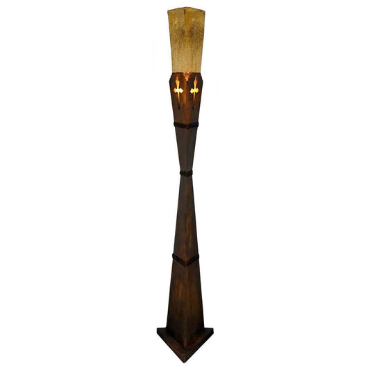 Cross Floor Accent Lamp with Crackled Amber Glass - Large