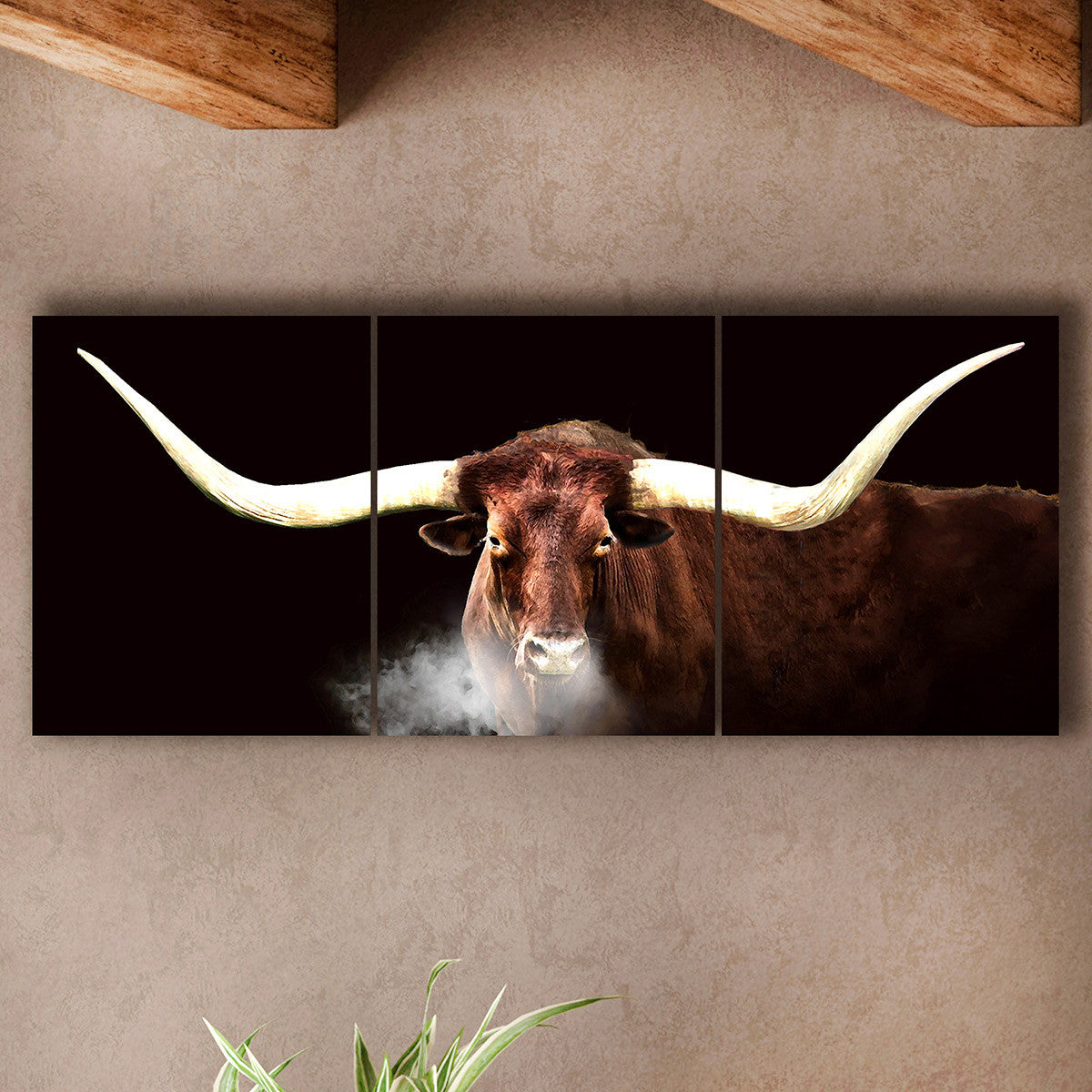 Longhorn Stretched Canvas Triptych - Large