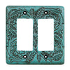 Turquoise Tooled Leather Double Rocker Cover - SALE