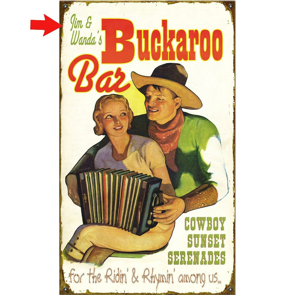 Buckaroo Bar Personalized Sign - 18 x 30