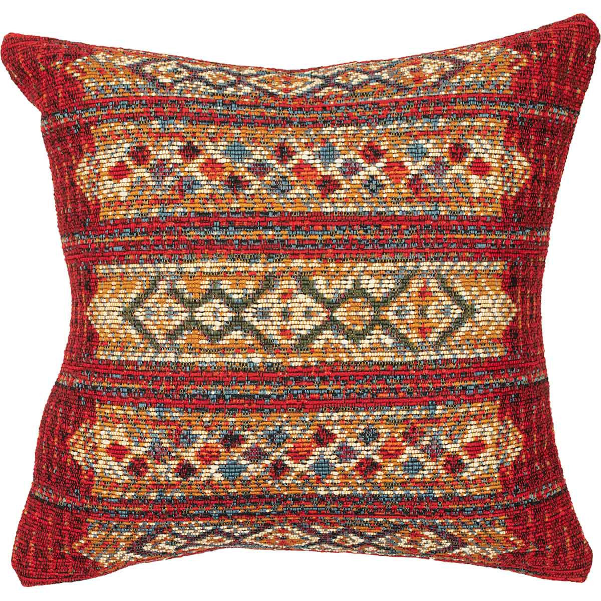 Tribal Stripes Square Accent Pillow - Red