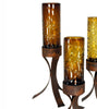 Spider Web Amber Glass Cylinder on Iron Base - Large