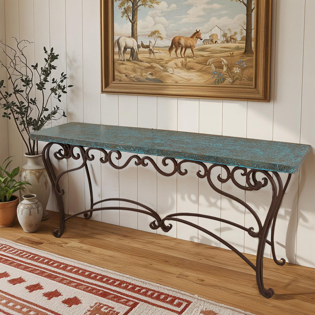 Rustic Turquoise Table Long Rustic Turquoise Sofa Table | Lone Star Western Decor