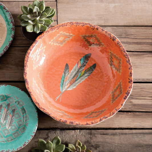 Feather Design Melamine Serving Bowl - OVERSTOCK