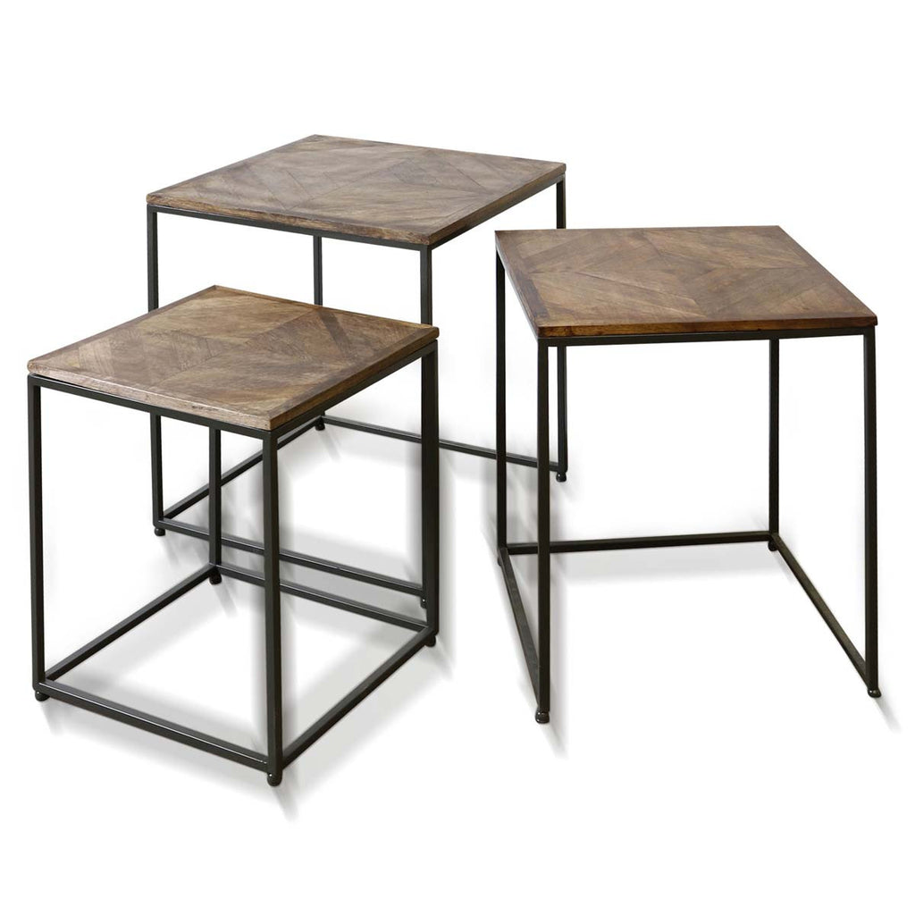 Nesting Dark Wood Side Tables - Set of 3