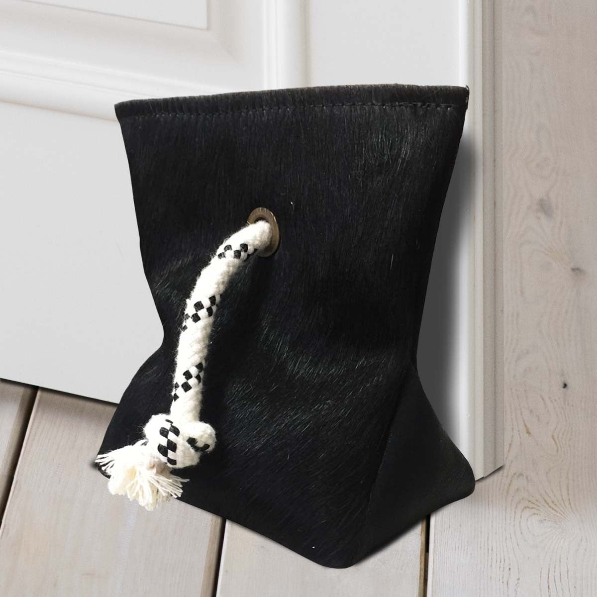 Cowhide Black Door Wedge