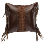 Milady Tawny Faux Leather Laced Pillow