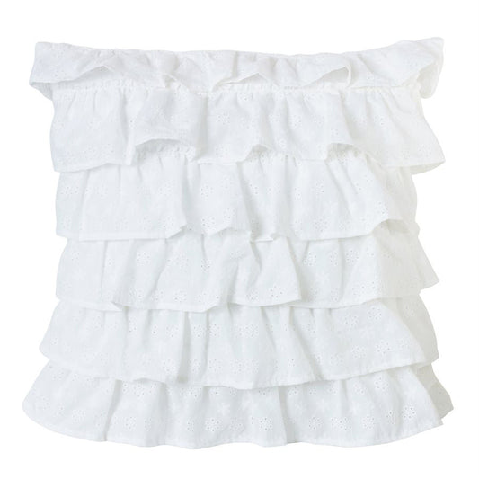 Tiered Ruffled Eyelet Pillow
