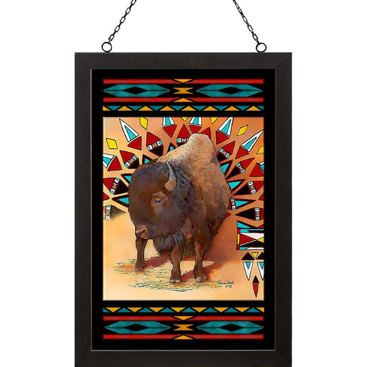 Native Bison Stained Glass Art