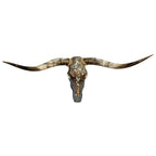 Authentic Longhorn Skull with Acid Wash Turquoise Cowhide & Lagoon Glass