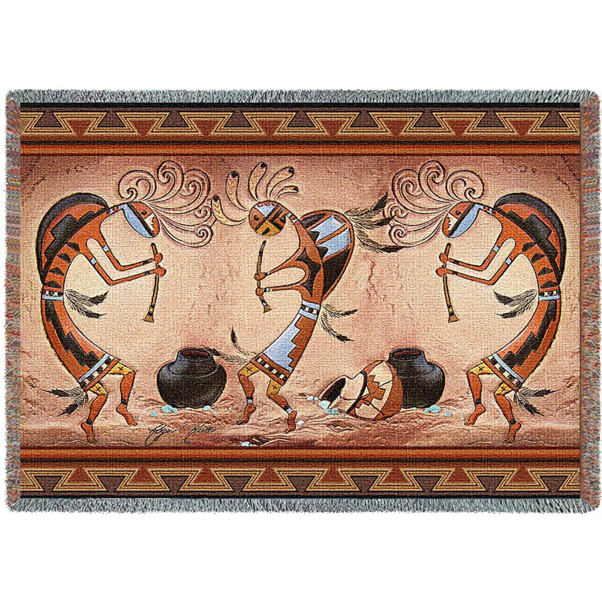 Kokopelli Pot Dance Blanket
