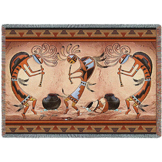 Kokopelli Pot Dance Blanket