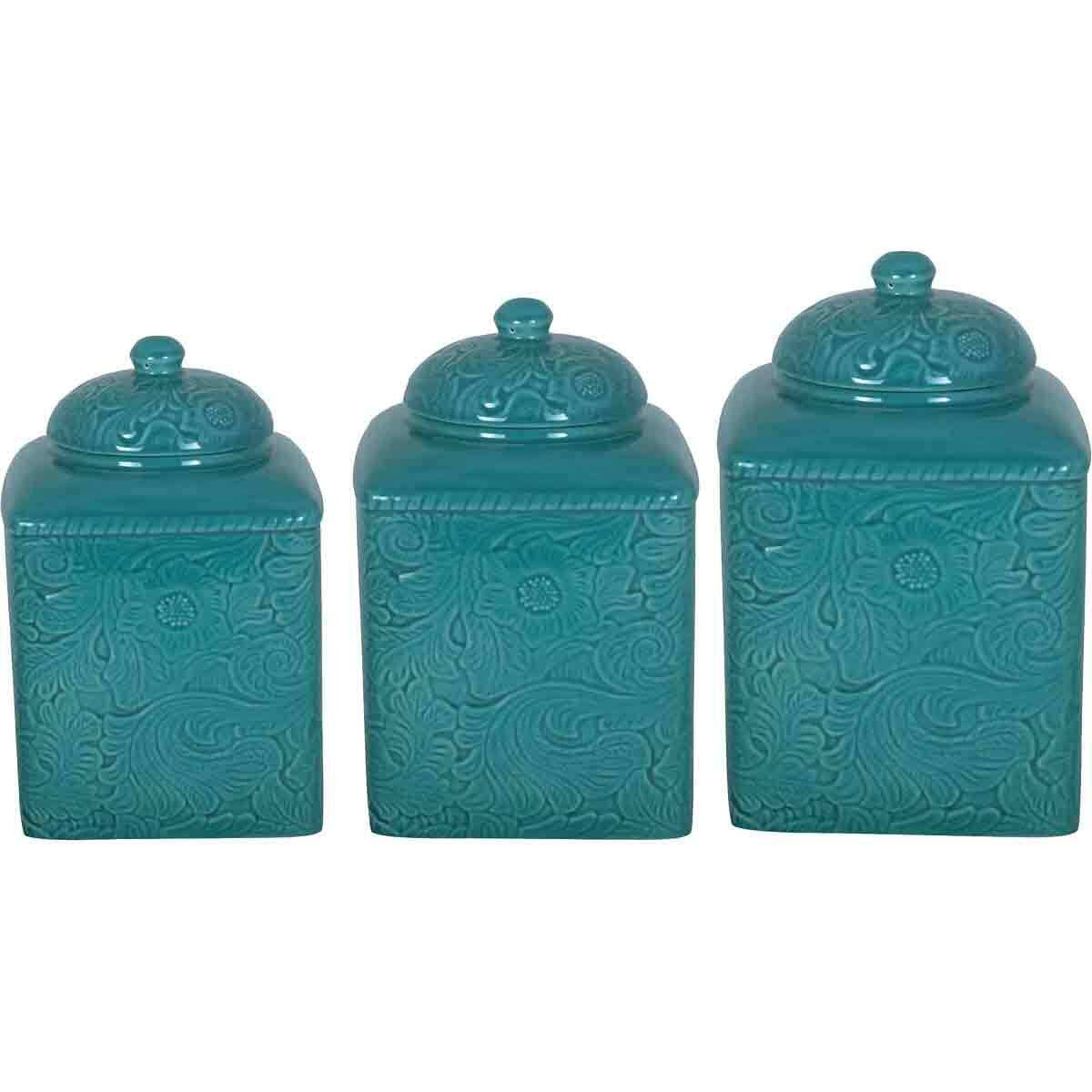 Savannah Turquoise Canister Set - 3 pcs