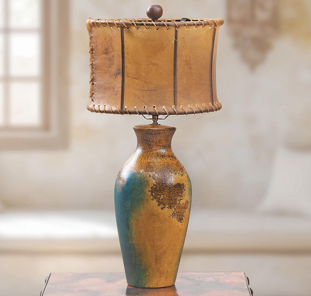 Old World Clay Turquoise Table Lamp