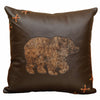 Cabin Bear Leather Accent Pillow with Hair on Hide and Fabric Back