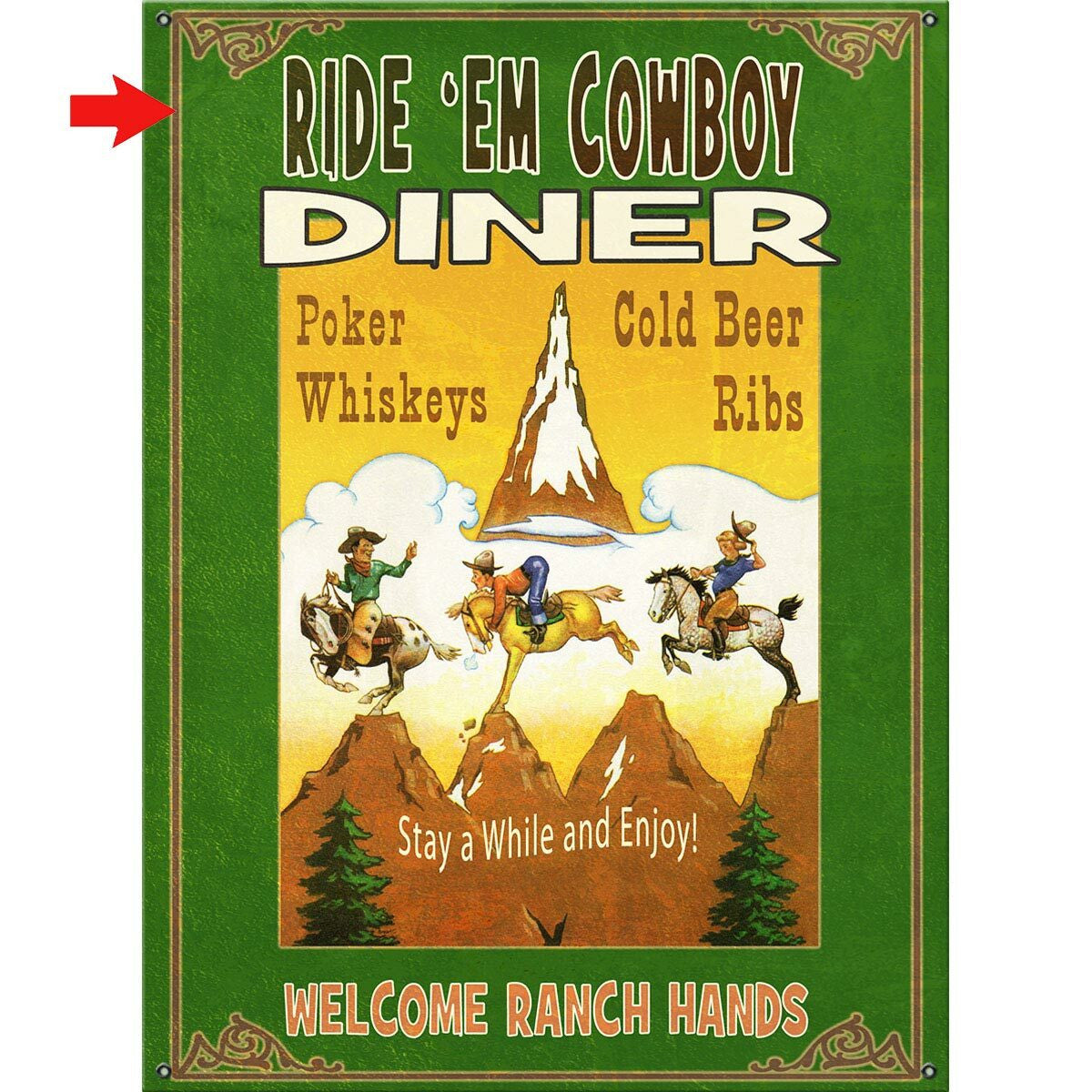 Cowboy Diner Personalized Sign - 23 x 31