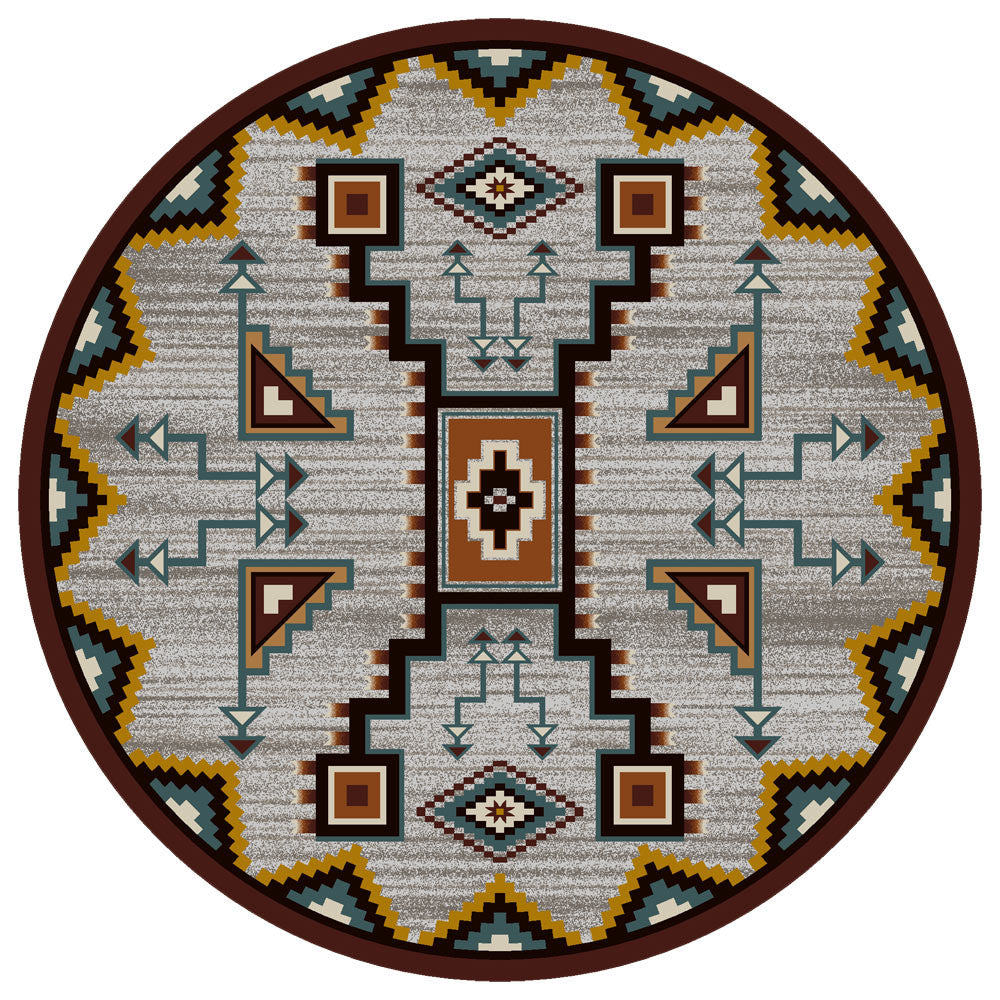 Tribal Rain Turquoise Rug - 8 Ft. Round