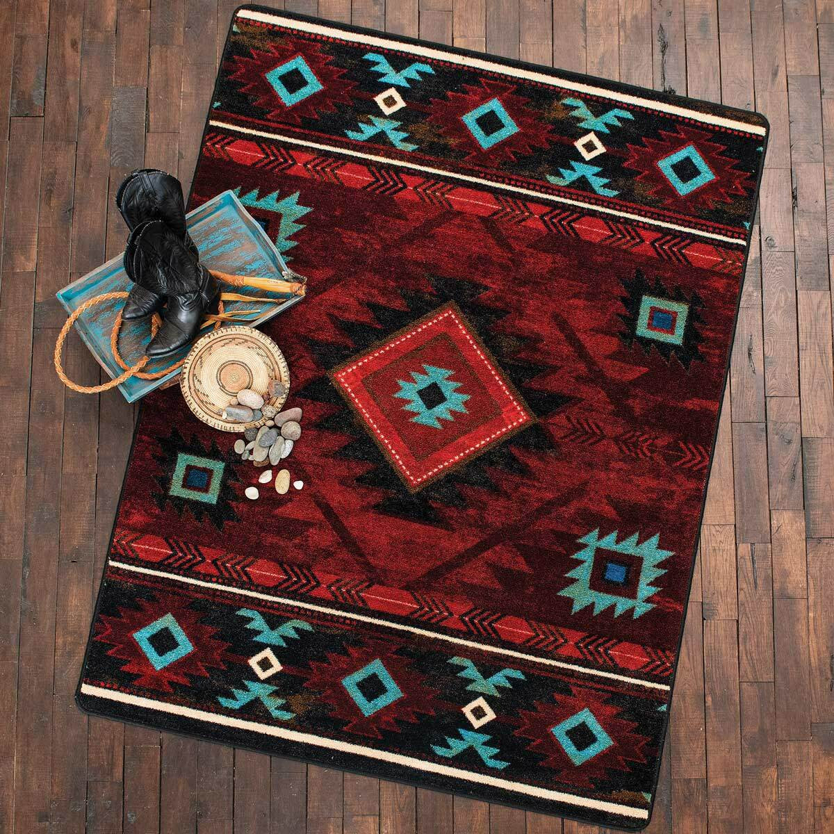 Whiskey River Red Rug Collection