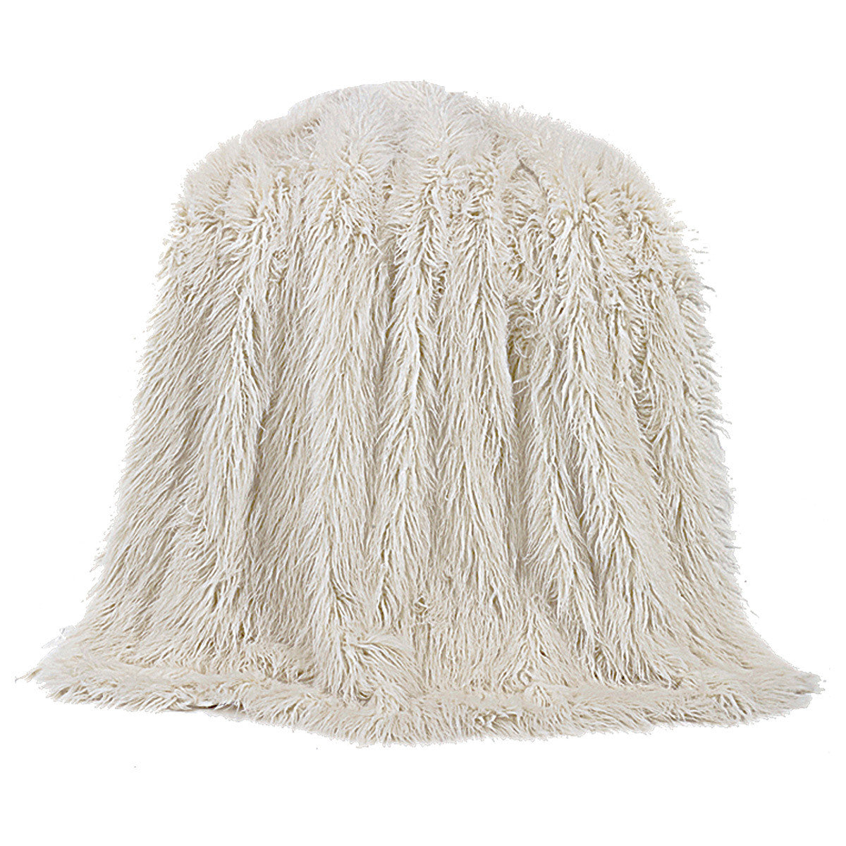 Mongolian White Faux Fur Throw