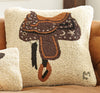Western Saddle Hooked Wool Pillow