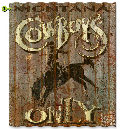 Cowboys Only Personalized Corrugated Metal Sign