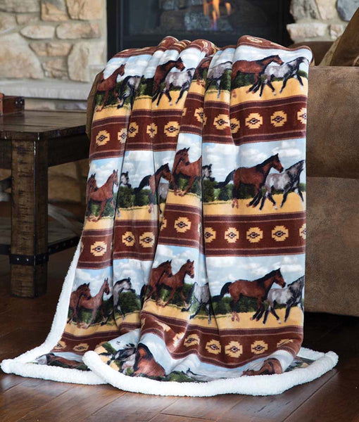 Wild Equine Plush Sherpa Throw