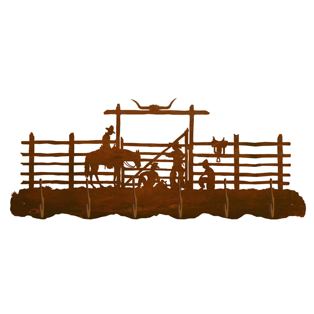 Cowboy Corral Scenic 6 Hook Coat Rack