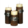 Polished Band Nail Head Candle Holder Set with Vanilla Candles
