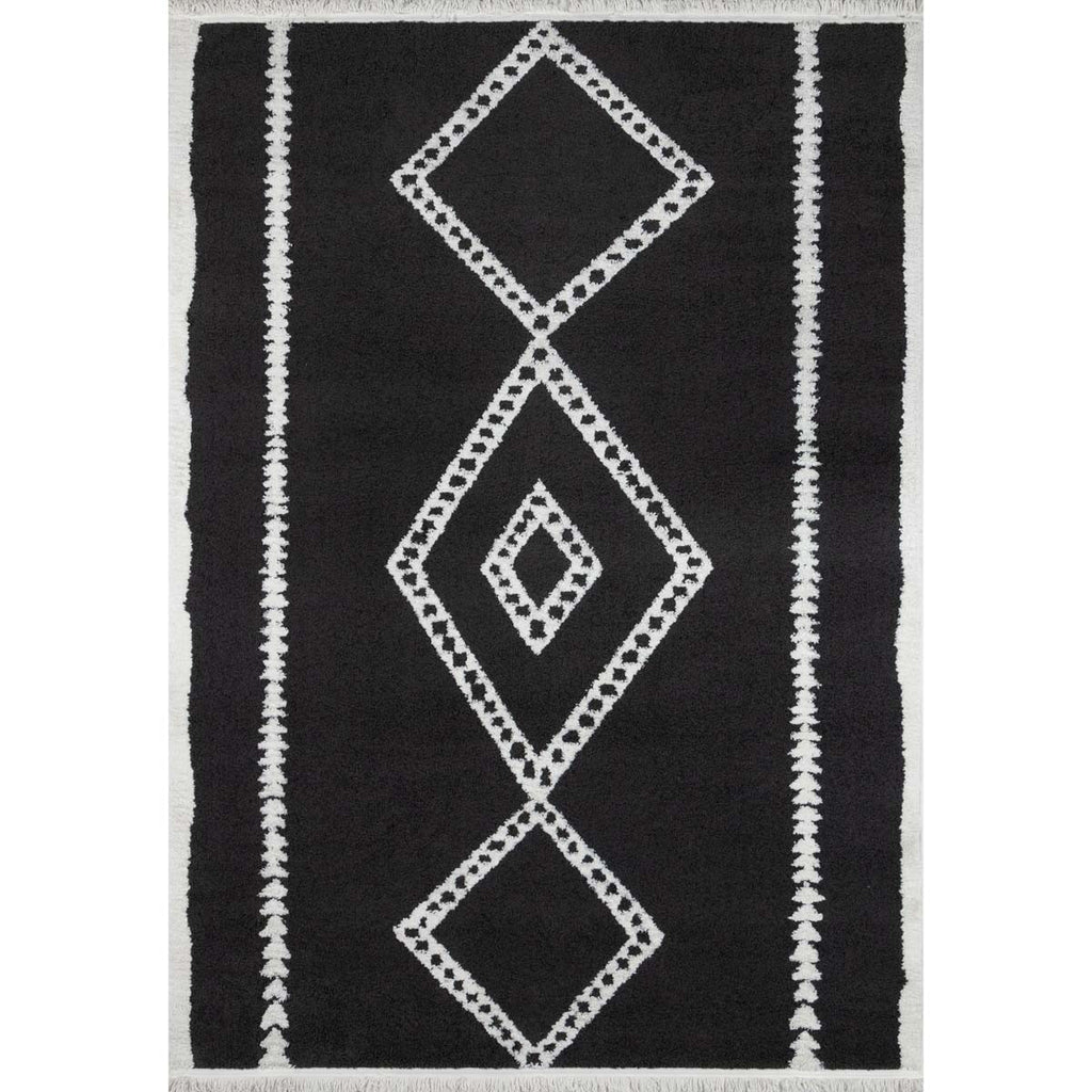 Triple Diamond Black Rug - 10 x 13