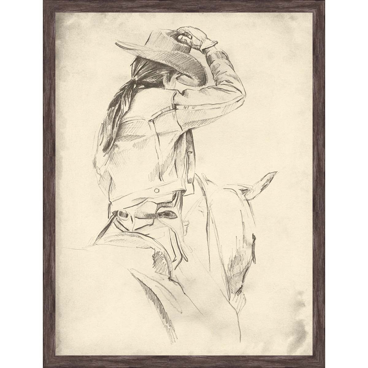 Cowgirl Rancher Sketch II Wall Art