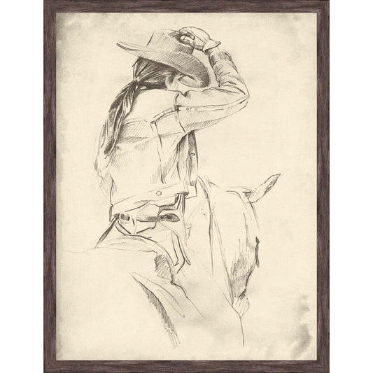 Cowgirl Rancher Sketch II Wall Art