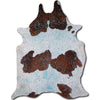 Blue Specked Brown & White Cowhide Rug - Medium