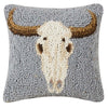 Serenity Cow Skull Hooked Pillow