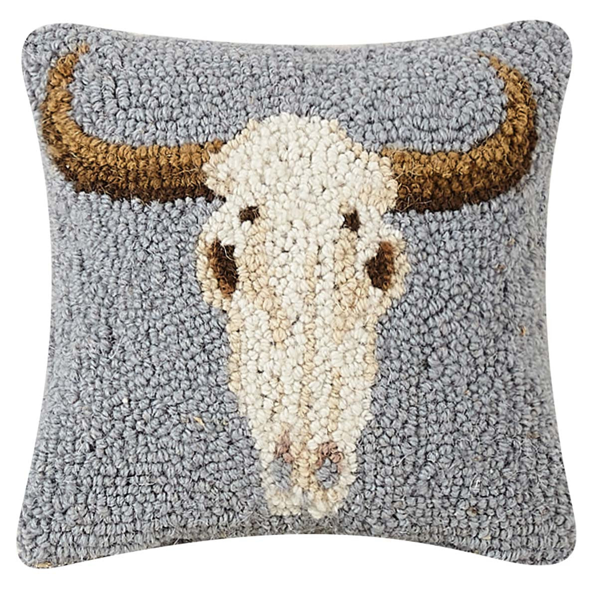 Serenity Cow Skull Hooked Pillow